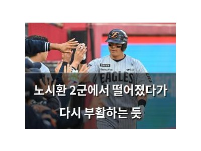 노시환 2군에서 떨어졌다가 다시 부활하는 듯