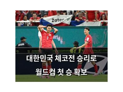 대한민국 체코전 승리로 월드컵 첫 승 확보