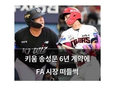 키움 송성문 6년 계약에 FA 시장 떠들썩